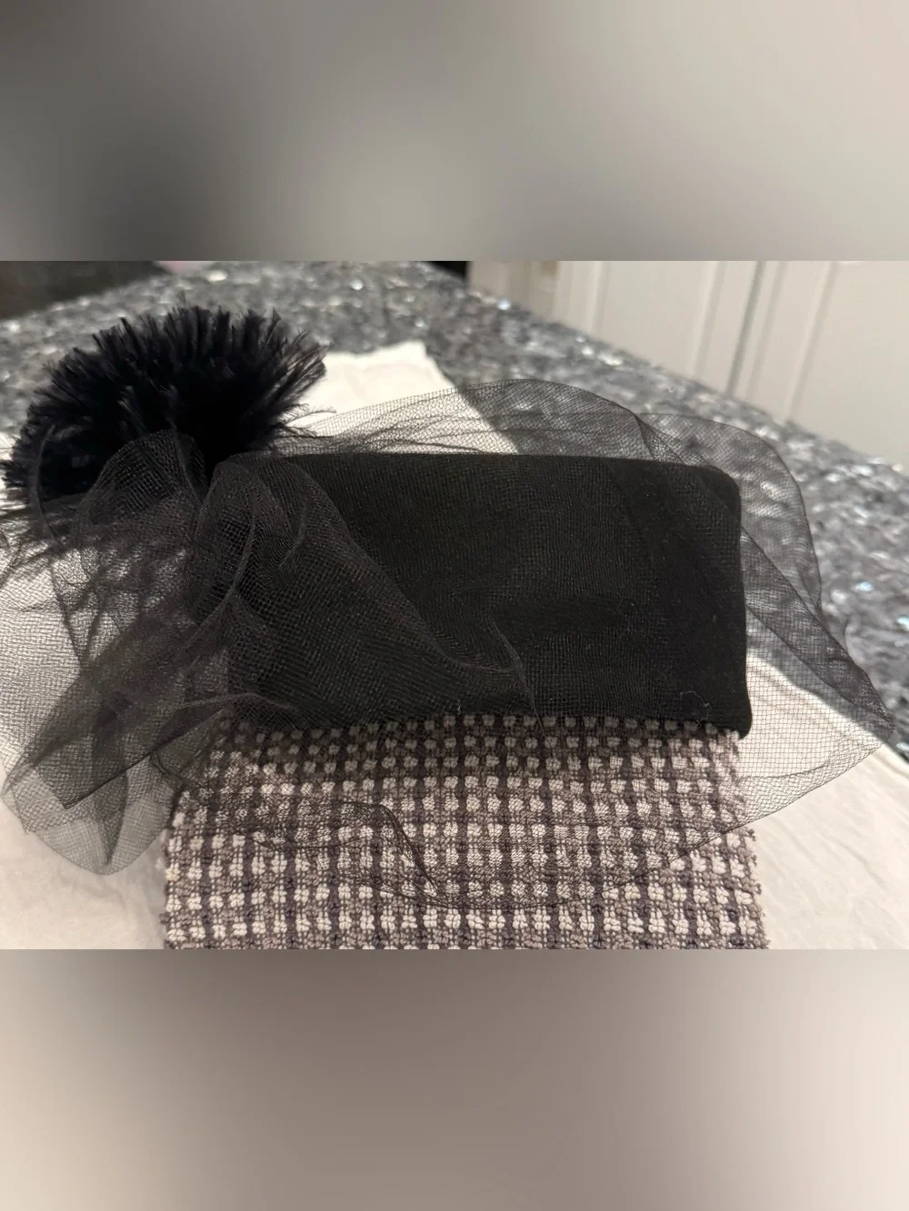 80s Betmar Black Wool Tilt Hat Feather Pompom USA Wool Vintage Women’s Church